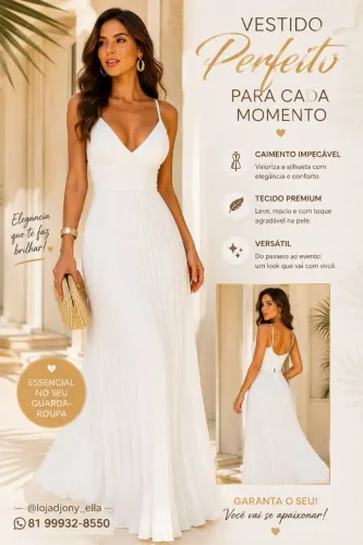 Vestido longo de alcinha plissado