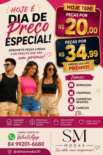A venda na promoção roupas