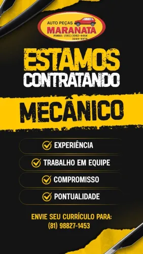 estamos contratando mecânico automotivo linha leve