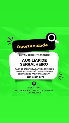 2 Vagas para Auxiliar / Ajudante de Serralheiro