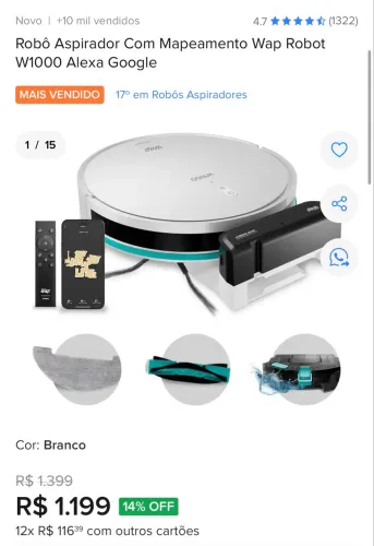 Robô Aspirador WAP1000 - Estado de Novo
