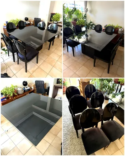 ? Mesa de Jantar Preta de Alto Brilho + 6 Cadeiras | Design Sofisticado