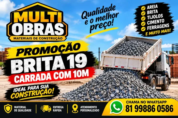 BRITA 19 / AREIA / TIJOLOS / BARRO