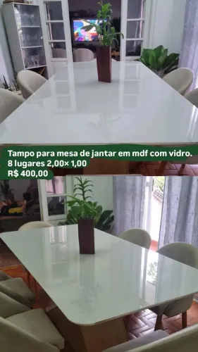 Tampo de mesa de vidro 2x1 8 lugares