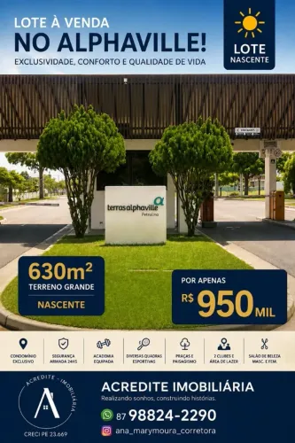 LOTE 630M² NO ALPHAVILLE - TERRENO PARA UM PROJETO EXCLUSIVO!