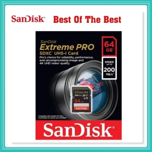 Cartão Sdxc Sandisk 64gb Extreme Pro 4k 200mb/s Uhs-i V30