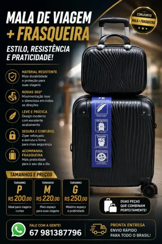Mala de viagem + frasqueira Preto