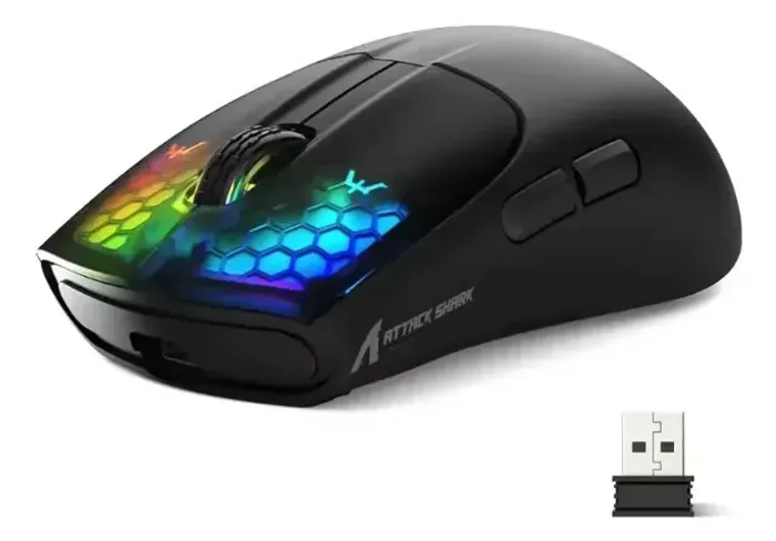 [Usado] Mouse Sem Fio Attack Shark X5 Paw3212 Com Luz De Fundo Rgb