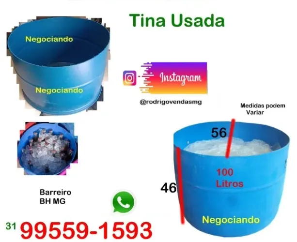 Tina de Plástico Tambor Comercio Restaurante Sacolão Lixeira Industria construção auto
