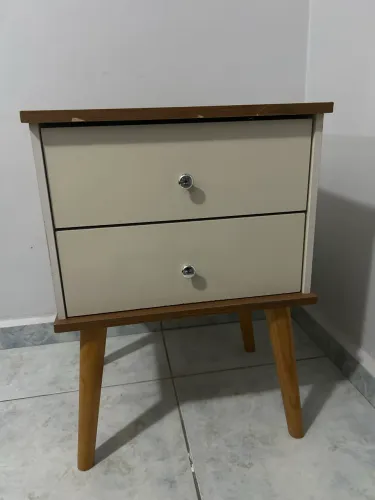 Mesa de Cabeceira Berlim 2 gavetas:off/freijó madeira madeira usado