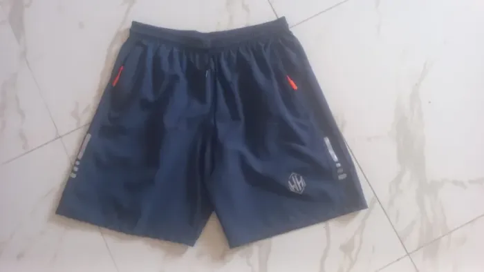 Short Ciclista Corrida Academia Impermeável Azul Marinho Bolso com Zipper GG