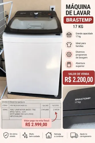 Máquina de lavar Brastemp 17 kg
