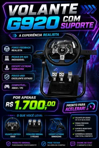 Vendo volante g920 com cockpit extreme simrasing