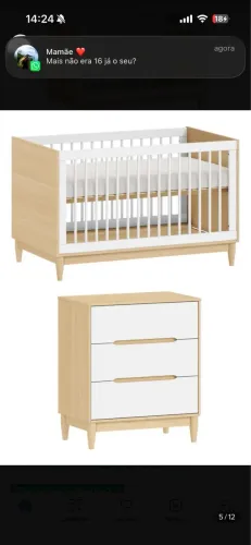 Berço cama linha tomi + cômoda infantil