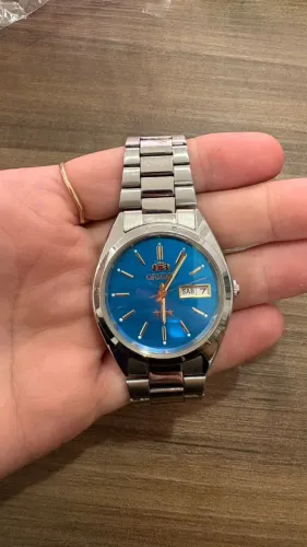 Relógio Orient 3 Estrelas Automático Vintage Azul 469WB1-80