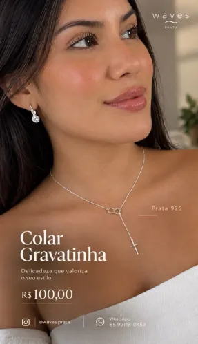 Colar Gravatinha Prata 925