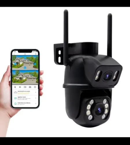 Câmera de Segurânça Wi-fi 2 Lentes 360° Acesso Remoto Via Celular