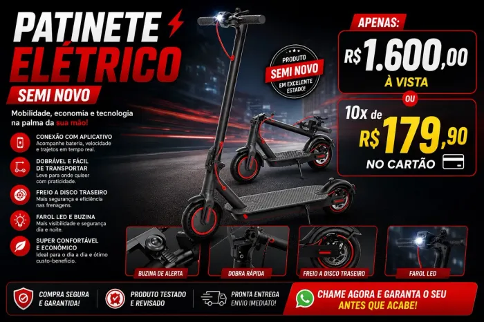 Patinete Foston semi novo c/ pneu maciço 