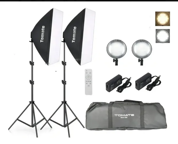 Kit de Iluminação Led Tomate MLG-065 Studio Softbox Tripé Controle + Bolsa