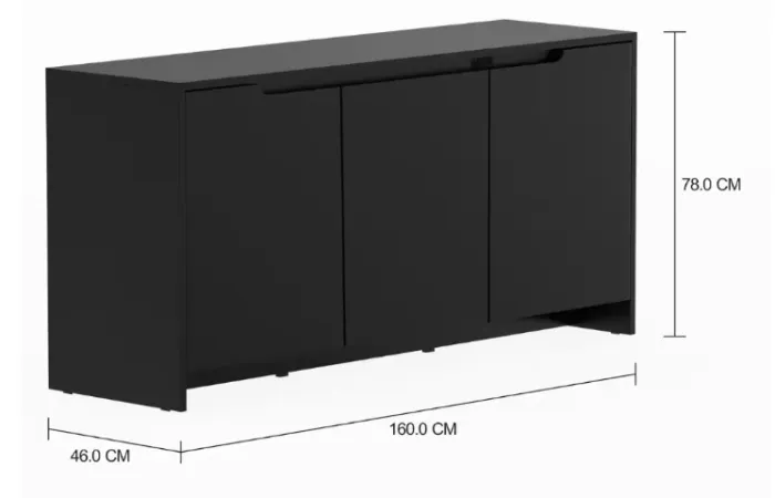 BUFFET 3 PORTAS/1 GAVETA 1,60 M X 46 CM