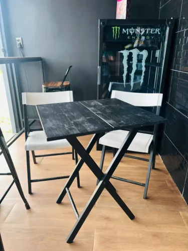 Jogo de mesa Bistrô Bar Tramontina 3pç Madeira Cadeira Mesa Dobrável