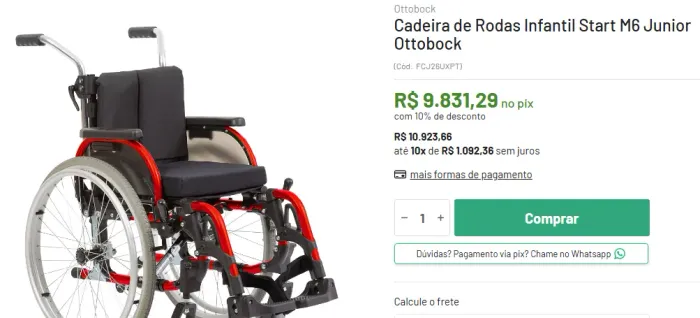 Cadeira de Rodas Infantil Start M6 Junior Ottobock