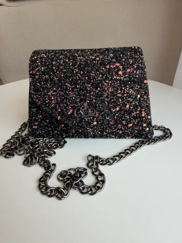 Bolsa Mini CS Club preta glitter