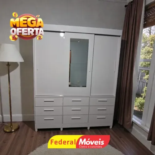 Guarda Roupa 3 Portas 9 Gavetas - Últimas Unidades!