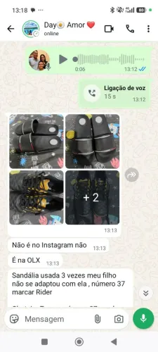Uma chuteira Topper 37 e uma sandália Rider os dois em bons estado estou pedindo 180