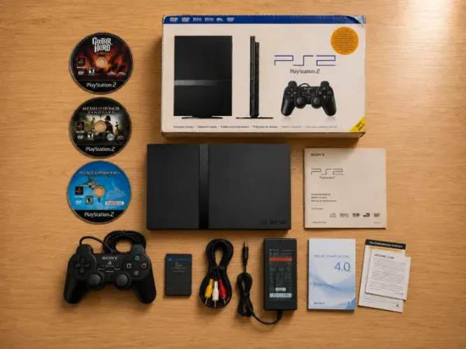 PlayStation 2 Slim Desbloqueado Completo Na Caixa Controle e Memory Card Original +3 Jogos