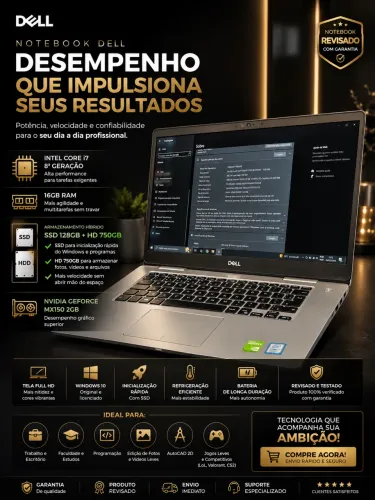 Notebook Dell Core i7 | 16GB RAM | SSD + HD | GPU GeForce MX150