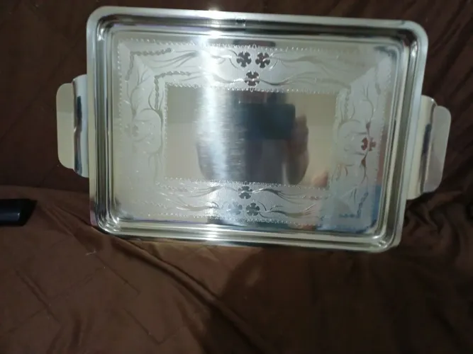 Rara Bandeja Antiga Art-Prata Inox Covinox Trabalhada - Nova!