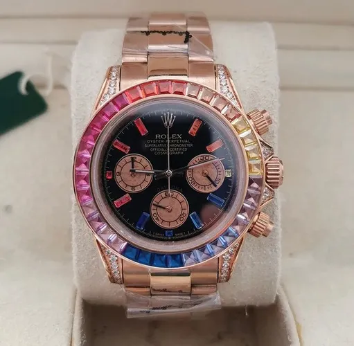 Relógio Rolex Raimbow Rose Cravejado Novo