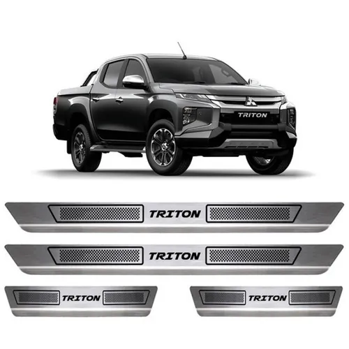 Kit Soleira Porta Mitsubishi Triton Aço Inox Escovado