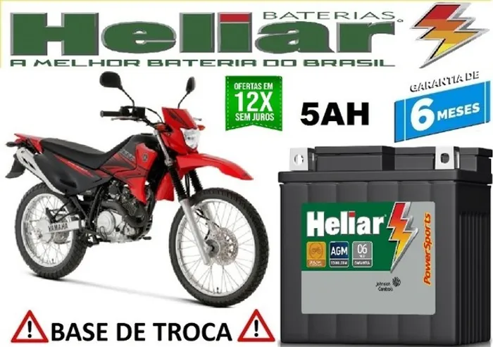 Bateria Heliar 5Ah Yamaha Xtz 125cc 12v Automotivo