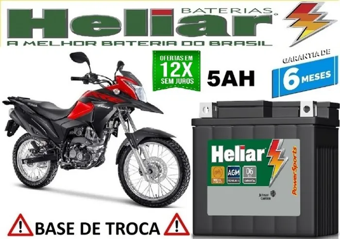 Bateria Heliar 5Ah Honda Xre 190cc 12v Automotivo