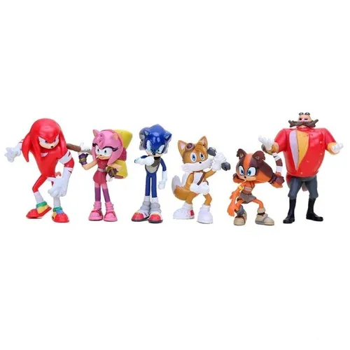 Miniaturas Filme: 06 bonecos: - Amy Rose - Eggman Robotinik - Knuckles - Sonic - Sticks -T