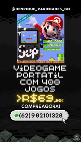 Videogame Sup Boy Plus 400 JOGOS NA MEMÓRIA BATERIA RECARREGÁVEL