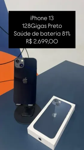 IPhone 13 Preto 128Gigas Saude de Bateria 81% R$ 2.699,00 | Semi Novo | Loja Fisica