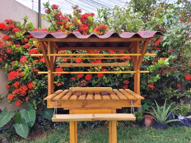 Casa de Pássaros Artesanal Comedouro Grande Fino Acabamento Madeira Rústica