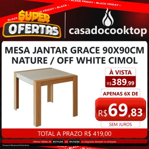 MESA JANTAR GRACE 90X90CM NATURE/OFF WHITE CIMOL