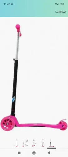 Patinete Scooter Rosa Importway 3 rodas até 60kg