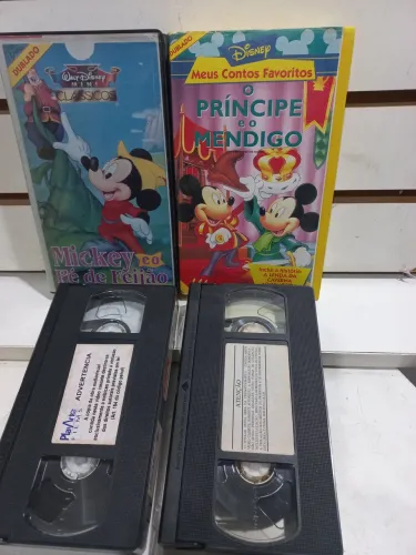 2 Fitas VHS Disney - Mickey Pé de Feijão, O Príncipe e o Mendigo e Outros!