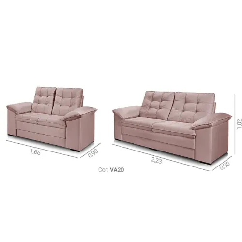 Sofa 2 e 3 Lugares Rosa