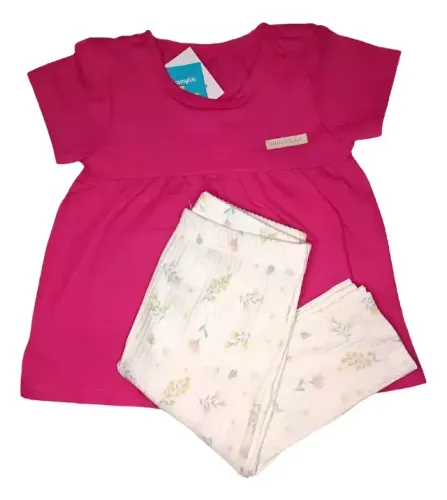 Conjunto Kamylus Baby Menina Blusa E Calça Canelada Florida