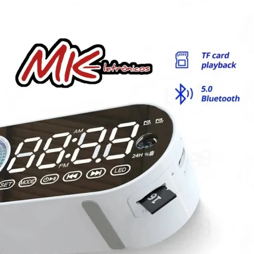 Rádio Relógio Digital com Bluetooth e TF Card