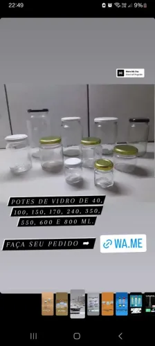 Potes de vidro para comércio - diversos tamanhos