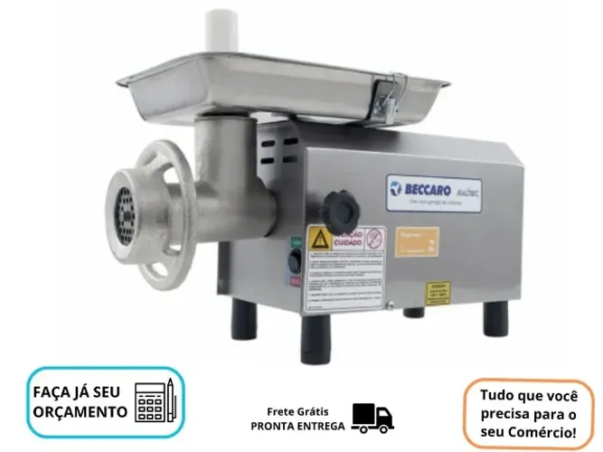 Moedor de Carne Inox Beccaro Boca 8 Bivolt Novo