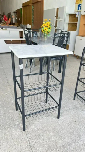 Fruteira Para Microondas Tubular Preta Com Pedra De Granito- Fazemos Entrega 