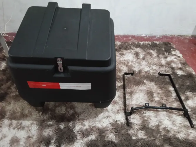 Baú 80L Para Moto + Suporte Baú deslizante Cg 160 Fan Start 2014+ Leva Garupa.